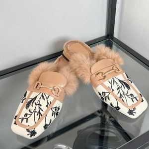 Floral print loafer mule